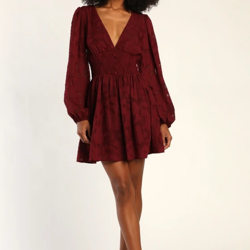 Lulu’s burgundy wrap dress